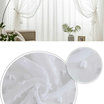 White Boho Sheer Curtains for Living Room Curtains 2 Panels Set,Grommet Tops