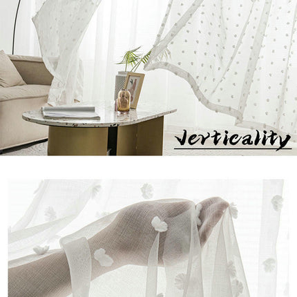 White Boho Sheer Curtains for Living Room Curtains 2 Panels Set,Grommet Tops