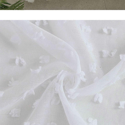 White Boho Sheer Curtains for Living Room Curtains 2 Panels Set,Grommet Tops