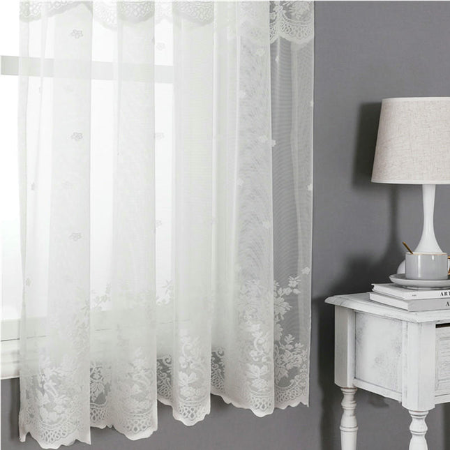 White Lace Sheer Curtains 2 Panels,Window Drapes for Living Room Rod Pocket