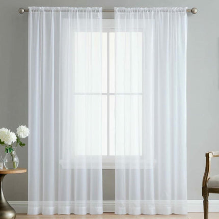 Sheer Curtains 2 Panels,White Curtains for Living Room Sheer Drapes Rod Pocket