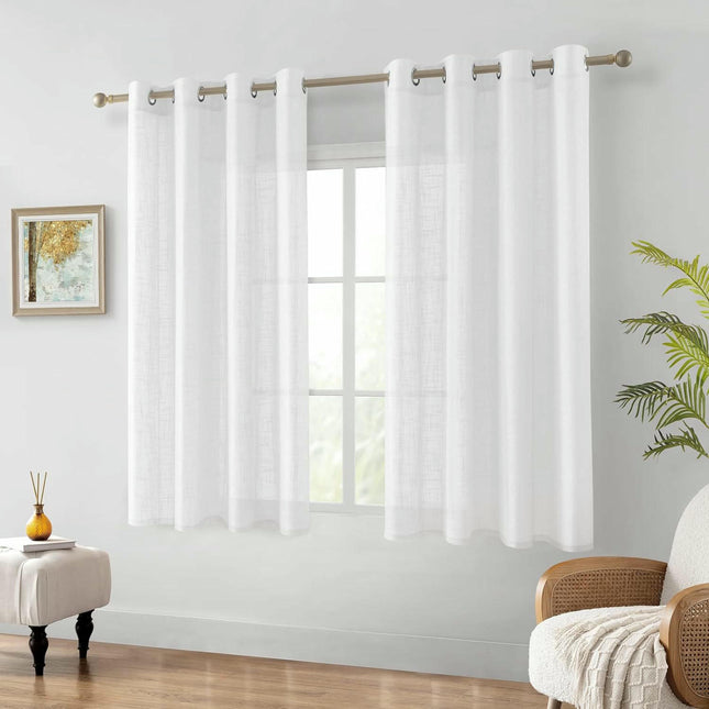 2 Panels Sheer Curtains-Semi Voile Bedroom and Living Room Curtains Grommet Tops