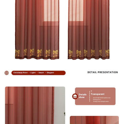 2 Panels Christmas Curtains for Living Room Sheer Drapes for Bedroom Rod Pocket