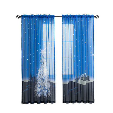 2 Panels Christmas Curtains for Living Room Sheer Drapes for Bedroom Rod Pocket