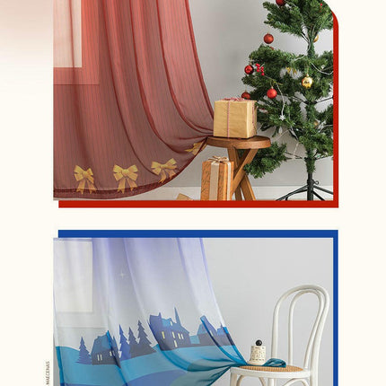 2 Panels Christmas Curtains for Living Room Sheer Drapes for Bedroom Rod Pocket