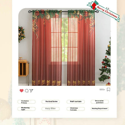 2 Panels Christmas Curtains for Living Room Sheer Drapes for Bedroom Rod Pocket