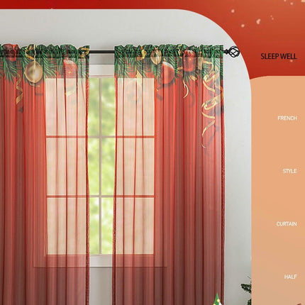 2 Panels Christmas Curtains for Living Room Sheer Drapes for Bedroom Rod Pocket