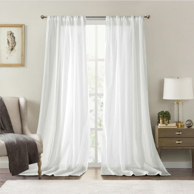 2 Panels Semi Sheer Curtains for Living Room Bedroom Window Drapes Rod Pocket 1
