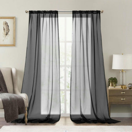 2 Panels Semi Sheer Curtains for Living Room Bedroom Window Drapes Rod Pocket 2