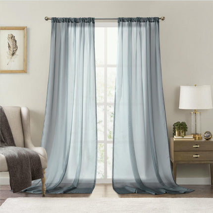 2 Panels Semi Sheer Curtains for Living Room Bedroom Window Drapes Rod Pocket 2