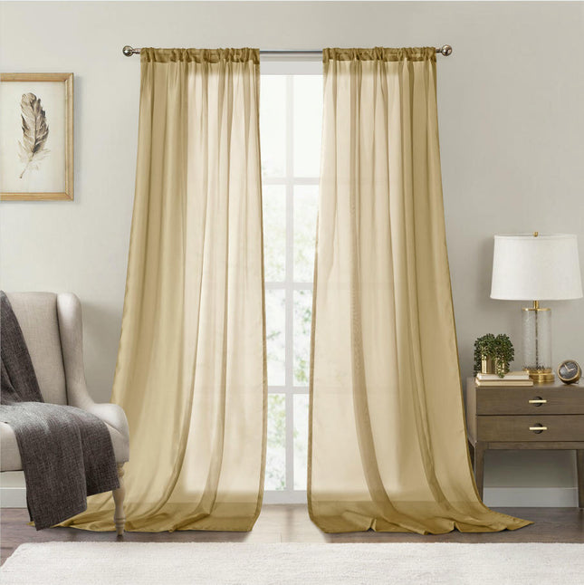 2 Panels Semi Sheer Curtains for Living Room Bedroom Window Drapes Rod Pocket 3
