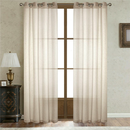 2 Panels Natural Linen Curtains for Living Room Bedroom Drapes Grommet Tops