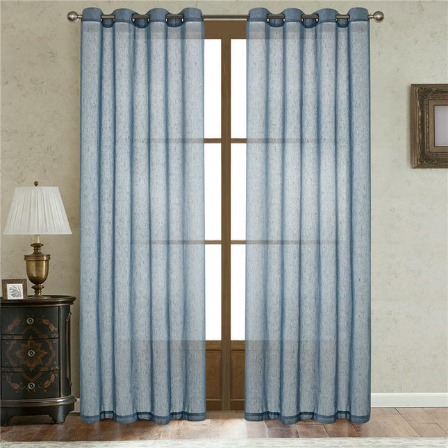 2 Panels Natural Linen Curtains for Living Room Bedroom Drapes Grommet Tops