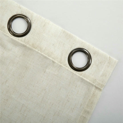 2 Panels Natural Linen Curtains for Living Room Bedroom Drapes Grommet Tops