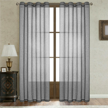 2 Panels Natural Linen Curtains for Living Room Bedroom Drapes Grommet Tops