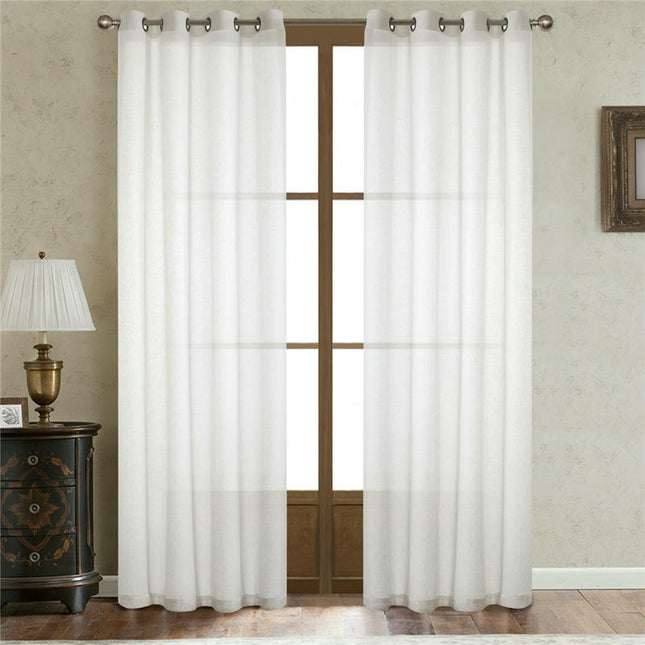 2 Panels Natural Linen Curtains for Living Room Bedroom Drapes Grommet Tops