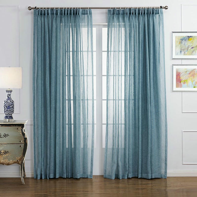 Semi Sheer Curtains for Living Room Country Window Curtains 2 Panels Hooks Top