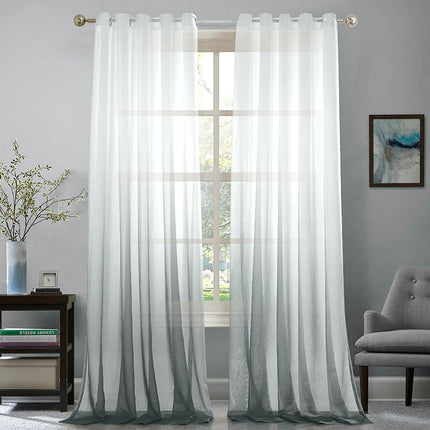 Gradient Semi Sheer Curtains for Living Room Sheer Drapes 2 Panels Grommet Tops