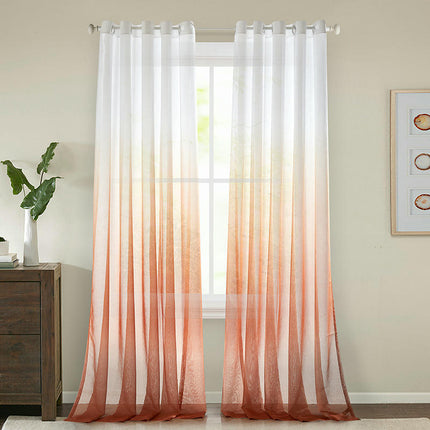 Gradient Semi Sheer Curtains for Living Room Sheer Drapes 2 Panels Grommet Tops