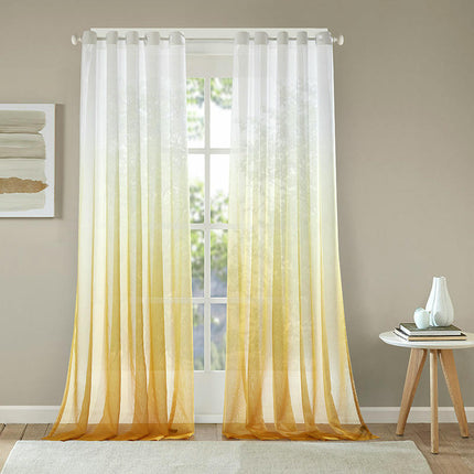 Gradient Semi Sheer Curtains for Living Room Sheer Drapes 2 Panels Grommet Tops