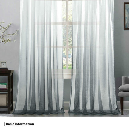 Gradient Semi Sheer Curtains for Living Room Sheer Drapes 2 Panels Grommet Tops