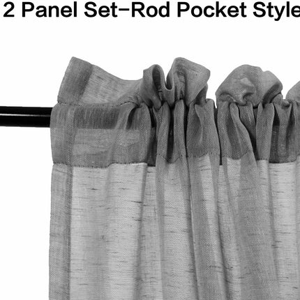 2 Panels Light Filtering Curtains Linen Semi Sheer Window Drapes Rod Pocket