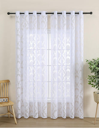 2 Panels Solid Window Sheer Curtains for Bedroom Living Room Decor Grommet Tops