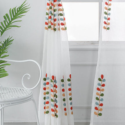 Decor Sheer Curtains with Leaf Pattern for Living Room 2 Panels Rod Pocket
