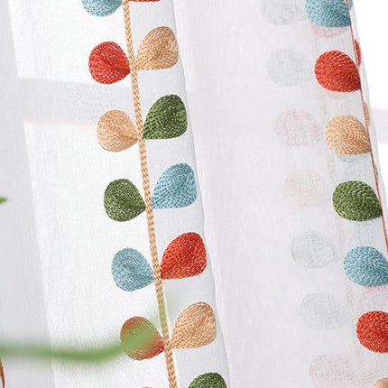 Decor Sheer Curtains with Leaf Pattern for Living Room 2 Panels Rod Pocket