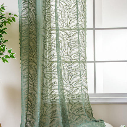 2 Panels Curtains for Living Room with Leaves Print Curtains Grommet Tops