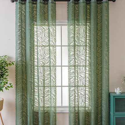 2 Panels Curtains for Living Room with Leaves Print Curtains Grommet Tops