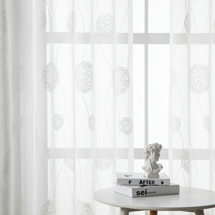 Sheer Curtains for Living Room 2 Panels Set Floral Voile Curtains Rod Pocket