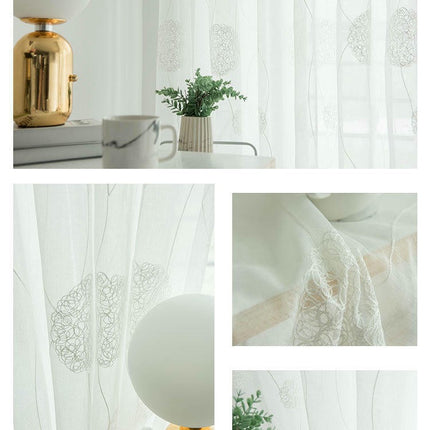 Sheer Curtains for Living Room 2 Panels Set Floral Voile Curtains Rod Pocket