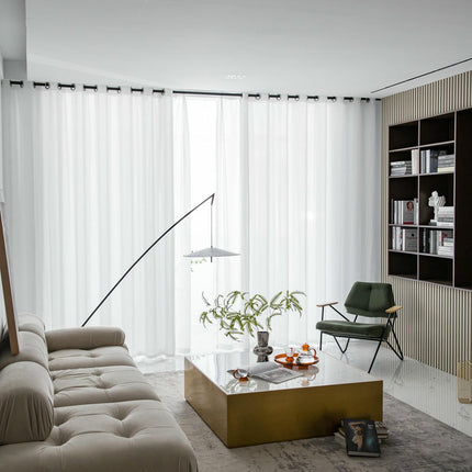 White Sheer Curtains for Bedroom and Living Room, Set of 2  Panels Grommet Tops