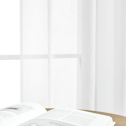 2 Panels White Sheer Curtains for Bedroom Living Room,Window Curtain Rod Pocket