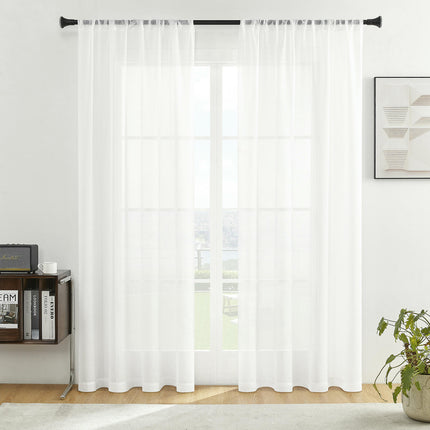 2 Panels White Sheer Curtains for Bedroom Living Room,Window Curtain Rod Pocket