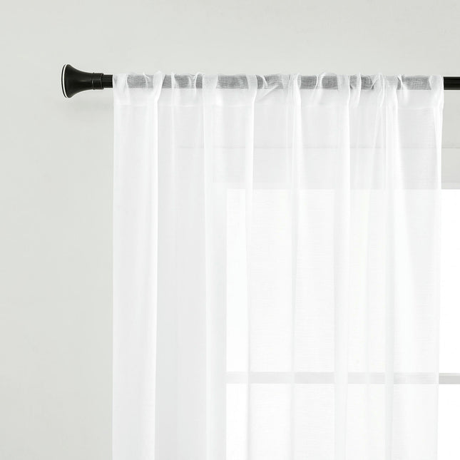 2 Panels White Sheer Curtains for Bedroom Living Room,Window Curtain Rod Pocket