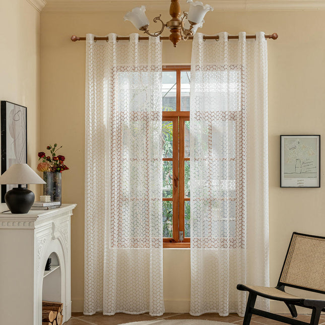 White Sheer Curtains 2 Panels for Living Room, Drapes for Bedroom Grommet Tops