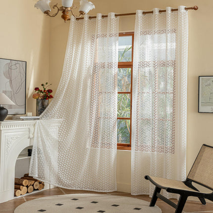 White Sheer Curtains 2 Panels for Living Room, Drapes for Bedroom Grommet Tops