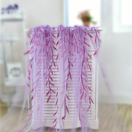 2 Panels Leaves Sheer Curtains Bedroom and Living Room Drapes Rod Pocket