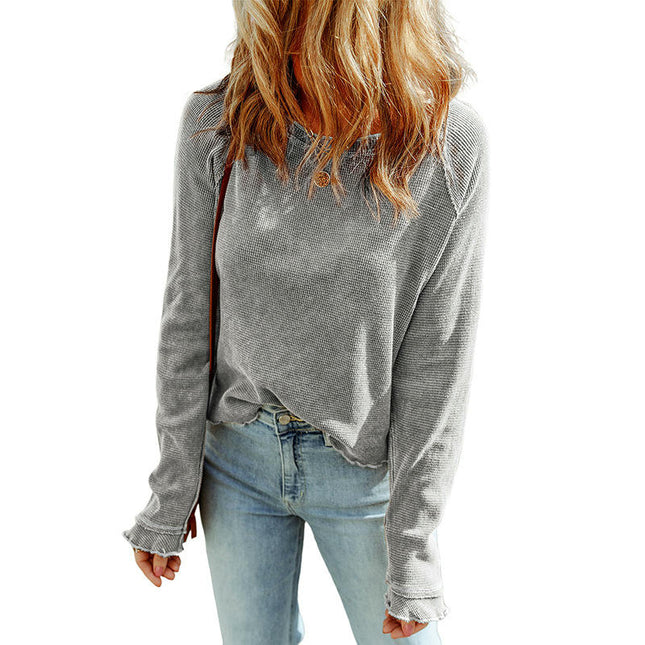 Crewneck T-Shirt for Women Loose Fit Long Sleeve Casual Top