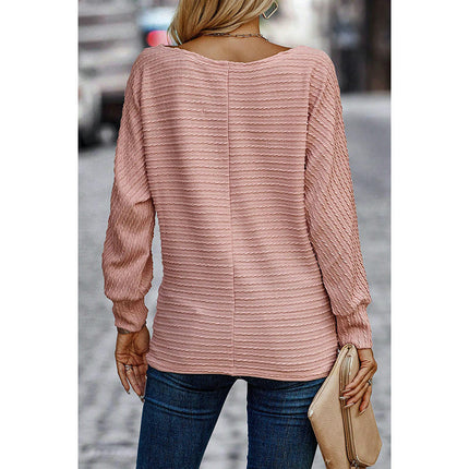 Womens Fashion Solid Color Long Sleeve Off Shoulder T Shirts Loose Casual Tops