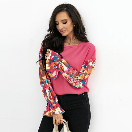 Women's Loose Drop Shoulder Lantern Sleeve Crew Neck Fashion Pullover Knit Tops