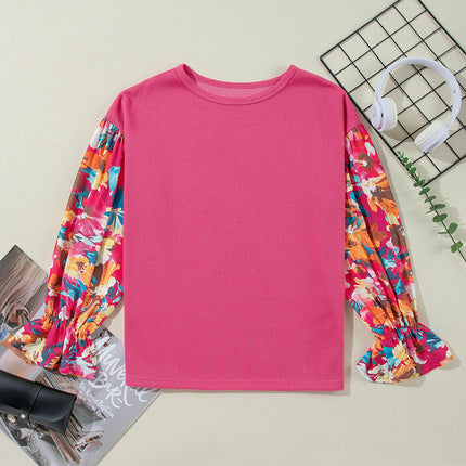 Women's Loose Drop Shoulder Lantern Sleeve Crew Neck Fashion Pullover Knit Tops