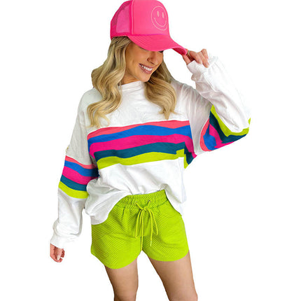 Women's Crewneck Sweatshirts Casual Long Sleeve Color Block Tops