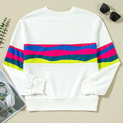 Women's Crewneck Sweatshirts Casual Long Sleeve Color Block Tops