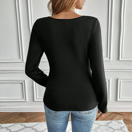 Women Basic Long Sleeve T Shirts Plain Casual Slim Fit Crew Neck Tops
