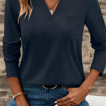 Women Long Sleeve T Shirts Casual V Neck Tunic Tops Fall Fashion Basic Shirts