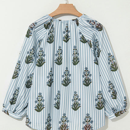 Womens Tops Casual 3/4 Sleeve Shirts V Neck Loose Casual Blouses Floral Print Tshirts