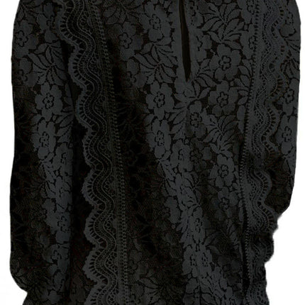 Womens V Neck Tops Mesh Long Sleeve T Shirts Lace Floral Elegant Blouse